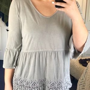 Women’s Grey Quarter Length Sleeve Top